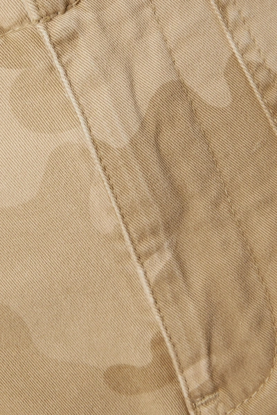 Shop Nili Lotan Jenna Cropped Camouflage-print Stretch-cotton Twill Slim-leg Pants In Beige