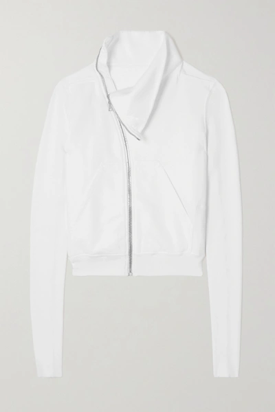 Shop Rick Owens Felpa Zip-detailed Cotton-jersey Sweatshirt In White