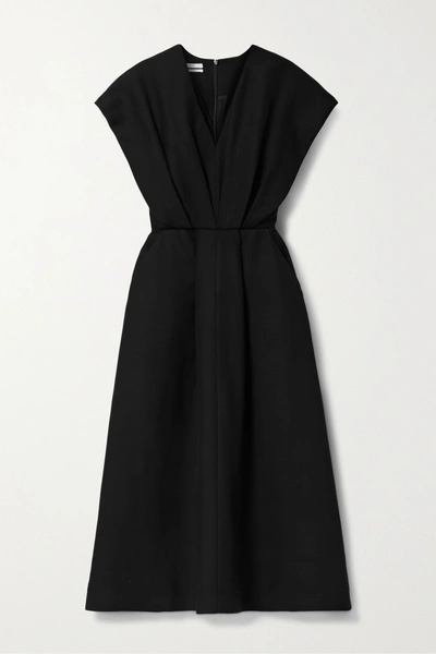 Shop Co Pleated Twill Midi Dress In Black