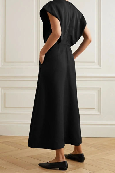 Shop Co Pleated Twill Midi Dress In Black