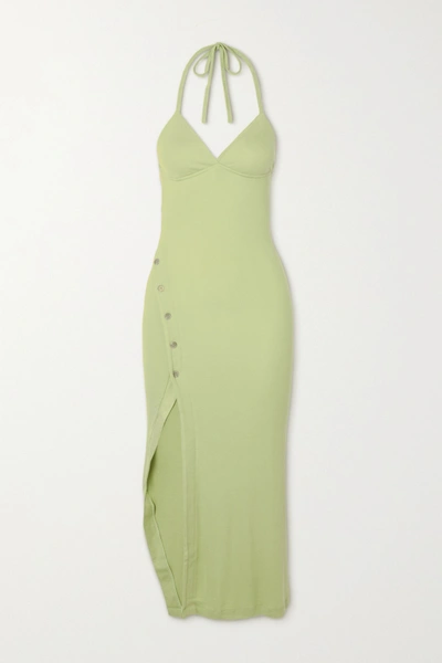 Shop Alix Nyc Pierce Ribbed Stretch-modal Jersey Halterneck Midi Dress In Mint