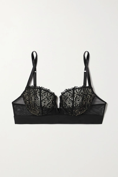 Shop Id Sarrieri Guipure Lace, Tulle And Microfiber Underwired Soft-cup Bra In Black