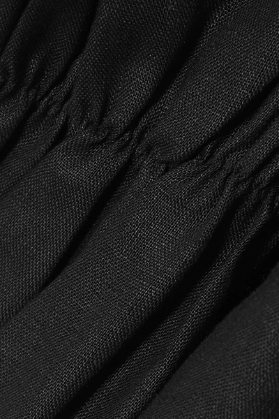 Shop Les Rêveries Elizabeth Ruched Ruffled Linen Shirt In Black