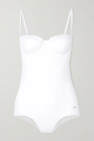 Shop Dolce & Gabbana Underwired Swimsuit In White