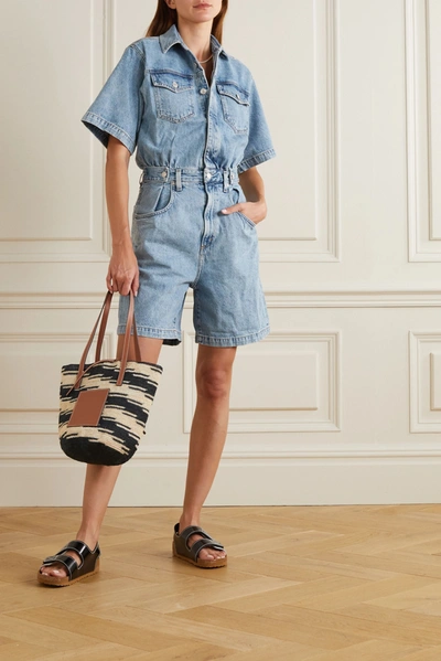 Shop Agolde Rio Zora Denim Playsuit In Mid Denim