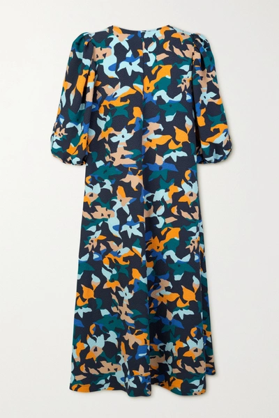 Shop Stine Goya + Net Sustain Mavelin Floral-print Cloqué Midi Dress In Blue