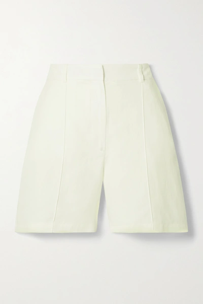 Shop Anine Bing Mila Lyocell, Linen And Cotton-blend Shorts In Ivory