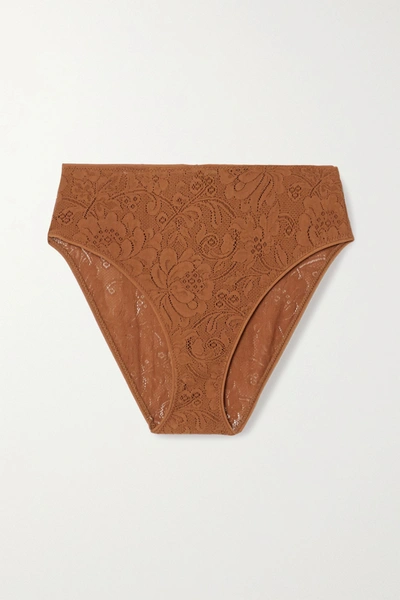 Shop Araks Net Sustain Tali Stretch-lace Briefs In Brown