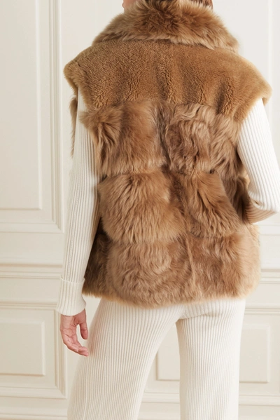 Shop Chloé Leather-trimmed Shearling Vest In Brown