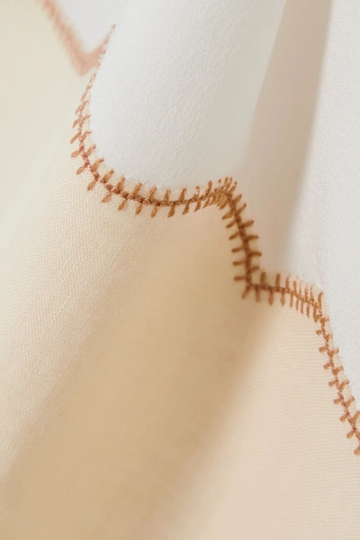Shop Chloé Silk Crepe De Chine And Linen Wide-leg Pants In White