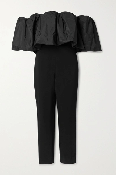 Shop Cushnie Off-the-shoulder Stretch-crepe And Taffeta Jumpsuit In Black