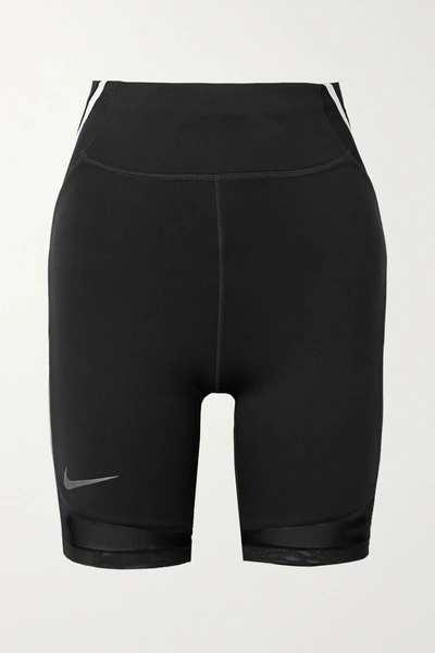 Shop Nike City Ready Striped Mesh-trimmed Dri-fit Shorts In Black