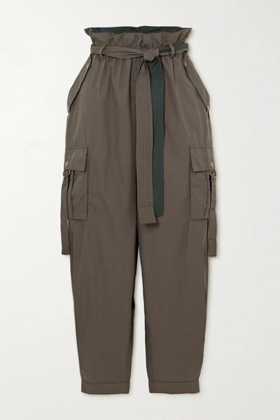 Shop Ulla Johnson Willett Belted Cotton Tapered Pants In Army Green