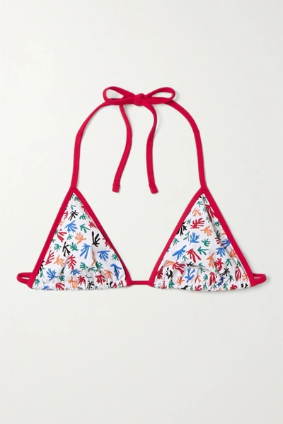 Shop Fisch Dinzey Printed Triangle Bikini Top In White