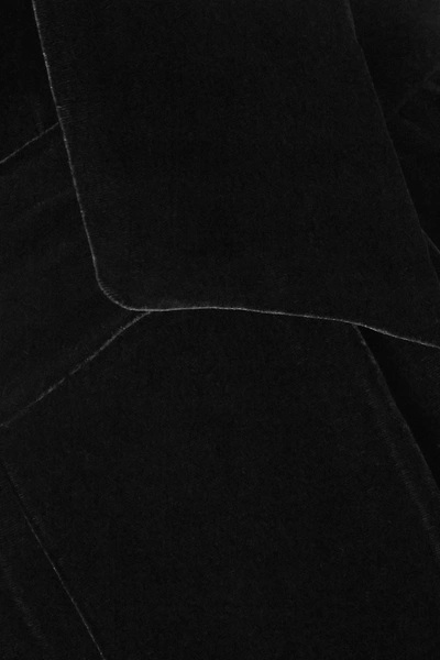 Shop Les Rêveries One-shoulder Velvet Jumpsuit In Black