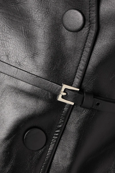 Shop Jil Sander Nessa Belted Leather Blazer In Black