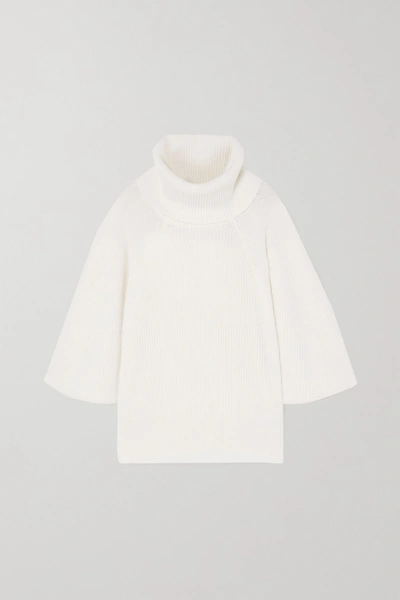 Shop Givenchy Ribbed Cashmere Turtleneck Sweater In White