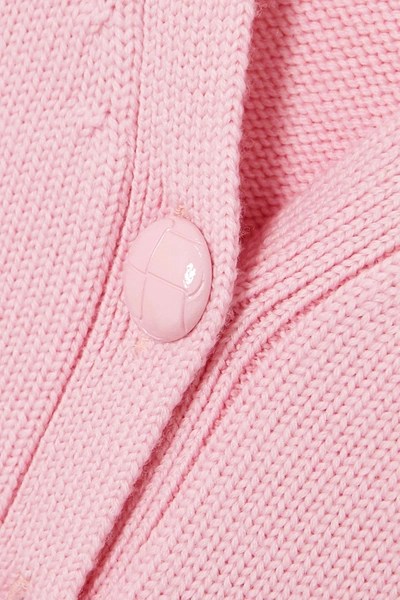 Shop Ganni Merino Wool Cardigan In Baby Pink