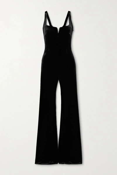 Shop Galvan Eclipse Velvet Jumpsuit In Black