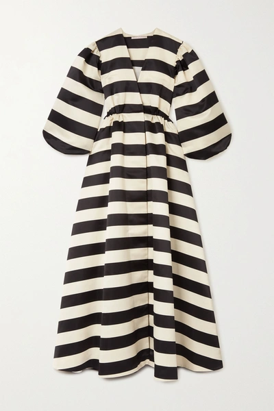 Shop Emilia Wickstead Emile Striped Taffeta Gown In Black