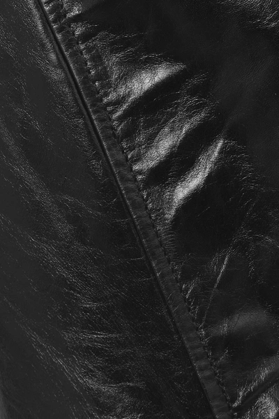 Shop Rta Paloma Crinkled Glossed-leather Wrap Mini Skirt In Black