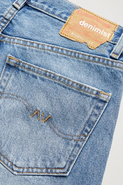 Shop Denimist Joni Cropped Distressed Mid-rise Slim-leg Jeans In Mid Denim