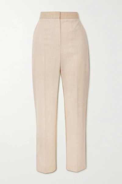 Shop Roksanda Colwyn Wool-blend Twill Straight-leg Pants In Beige