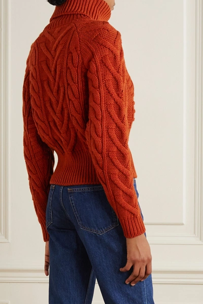 Shop Dolce & Gabbana Cable-knit Wool And Cashmere-blend Turtleneck Sweater In Brick