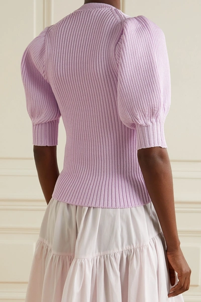 Shop Cecilie Bahnsen Maddy Ribbed-knit Top In Baby Pink