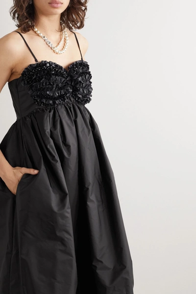 Shop Moncler Genius + 4 Simone Rocha Ruffled Embellished Shell Down Dress In Black