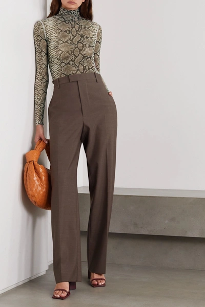 Shop Dries Van Noten Snake-print Stretch-tulle Turtleneck Top In Snake Print