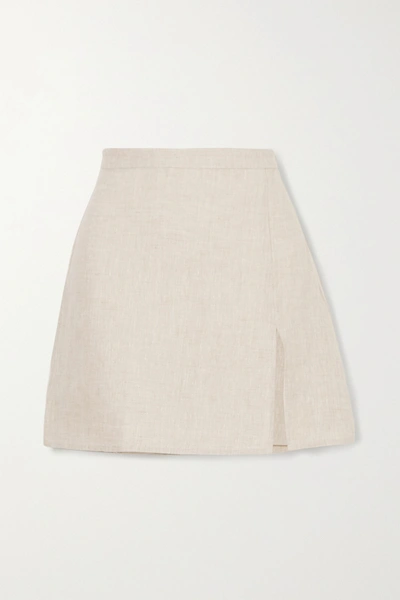 Shop Reformation Baker Linen Mini Skirt In Beige