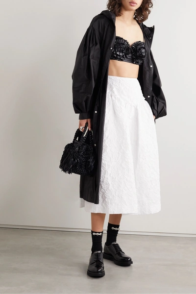 Shop Moncler Genius + 4 Simone Rocha Ruffled Embellished Shell Down And Mesh Bralette In Black