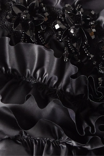 Shop Moncler Genius + 4 Simone Rocha Ruffled Embellished Shell Down And Mesh Bralette In Black