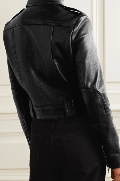 Shop Khaite Cordelia Cropped Leather Jacket In Black