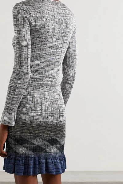Shop Missoni Ribbed Crochet-knit Mini Dress In Gray