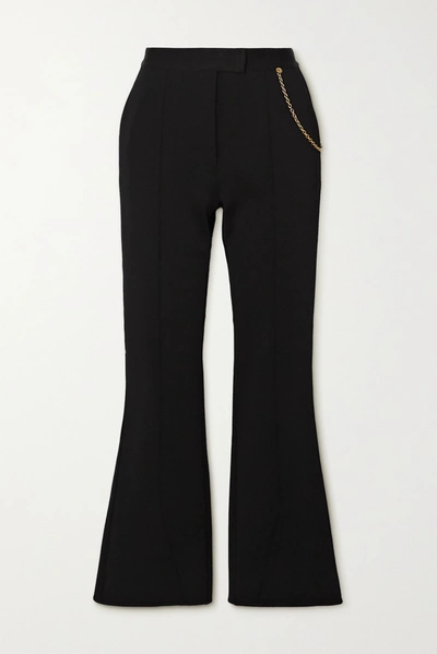 Shop Givenchy Chain-embellished Woven Flared Pants In Black