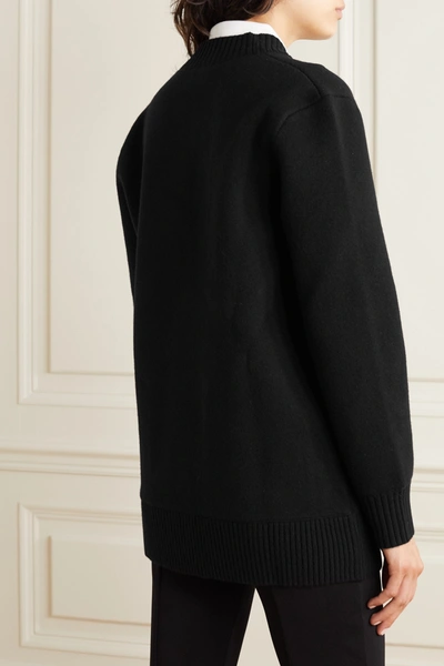 Shop Burberry Embroidered Knitted Cardigan In Black