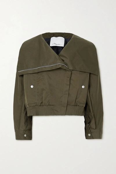 Shop 3.1 Phillip Lim Padded Cotton-blend Canvas Bomber Jacket In Army Green