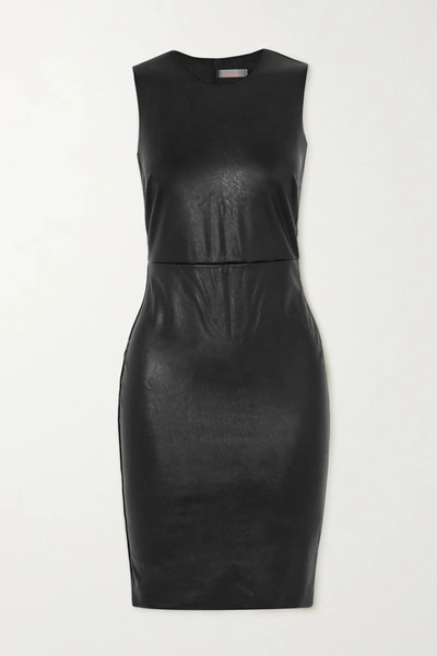 Shop Commando Stretch Faux Leather Mini Dress In Black