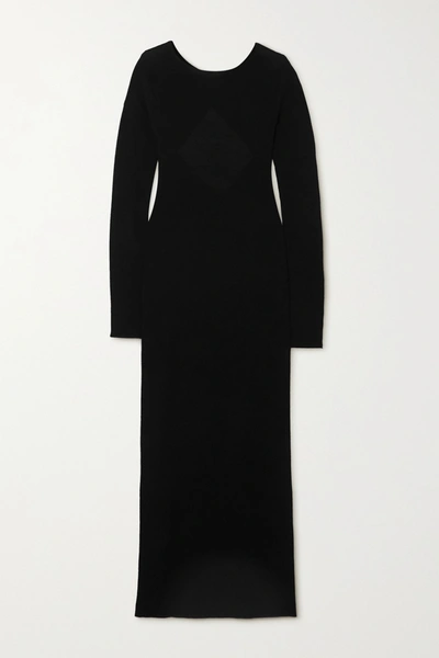 Shop Helmut Lang Twisted Open-back Wool Maxi Dress In Black