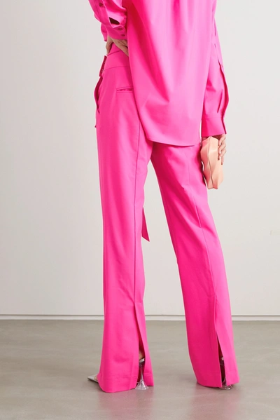Shop Christopher John Rogers Neon Wool-blend Pants In Bright Pink