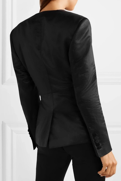 Shop Tom Ford Silk Satin-trimmed Wool-faille Blazer In Black