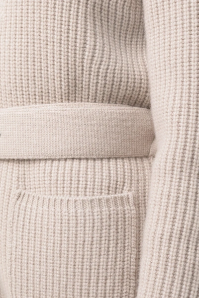 Shop Akris Belted Ribbed Cashmere Cardigan In Beige