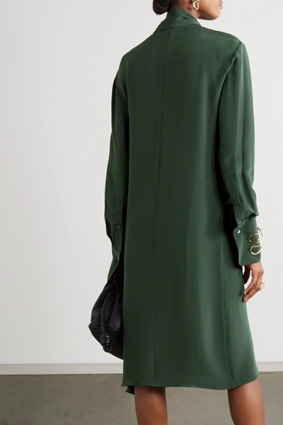 Shop Loewe Draped Silk-crepe Midi Dress In Green