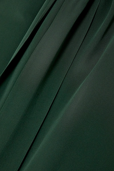 Shop Loewe Draped Silk-crepe Midi Dress In Green