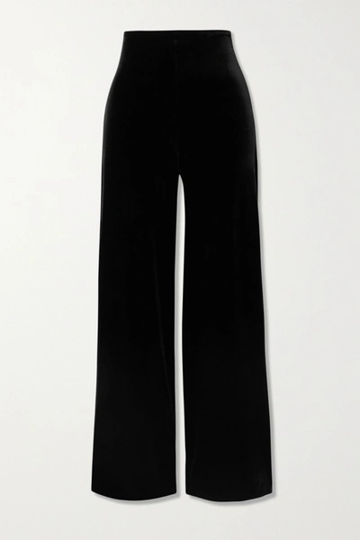 Shop Commando Stretch-velvet Wide-leg Pants In Black