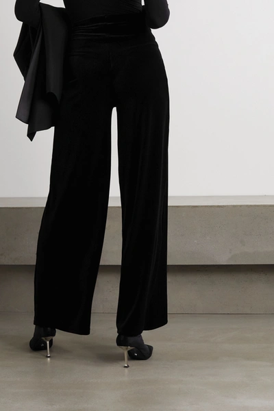 Shop Commando Stretch-velvet Wide-leg Pants In Black