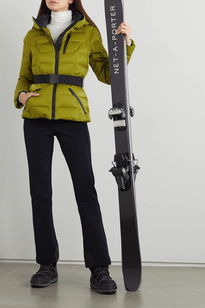 Shop Goldbergh Soldis Belted Quilted Down Ski Jacket In Green