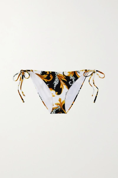 Shop Versace Donna Printed Bikini Briefs In Black